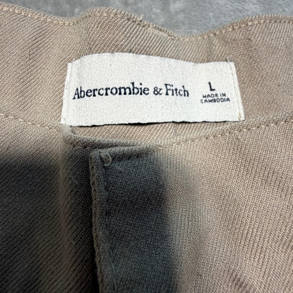 Abercrombie & Fitch Women Beige Wide Leg Pleated Dress Trousers Sz L Casual Chic - Picture 8 of 16